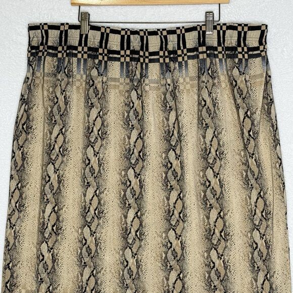 Mlle Gabrielle Tan Black Print Travel Knit Skirt Women's Size 3x Business Casual - Picture 4 of 15